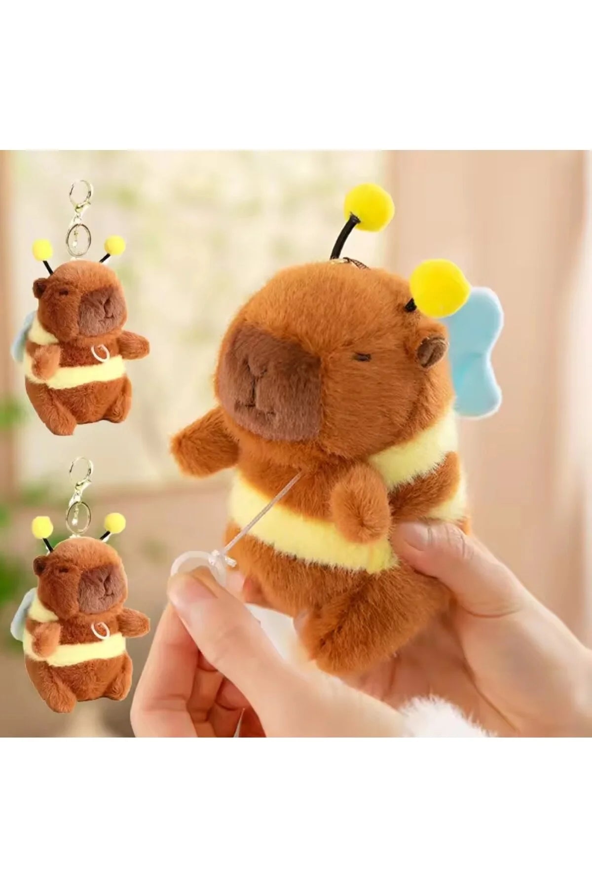 Capybara Peluş Anahtarlık 12 cm Kapibara Kanat Çırpan Çanta Süsü Peluş Oyuncak