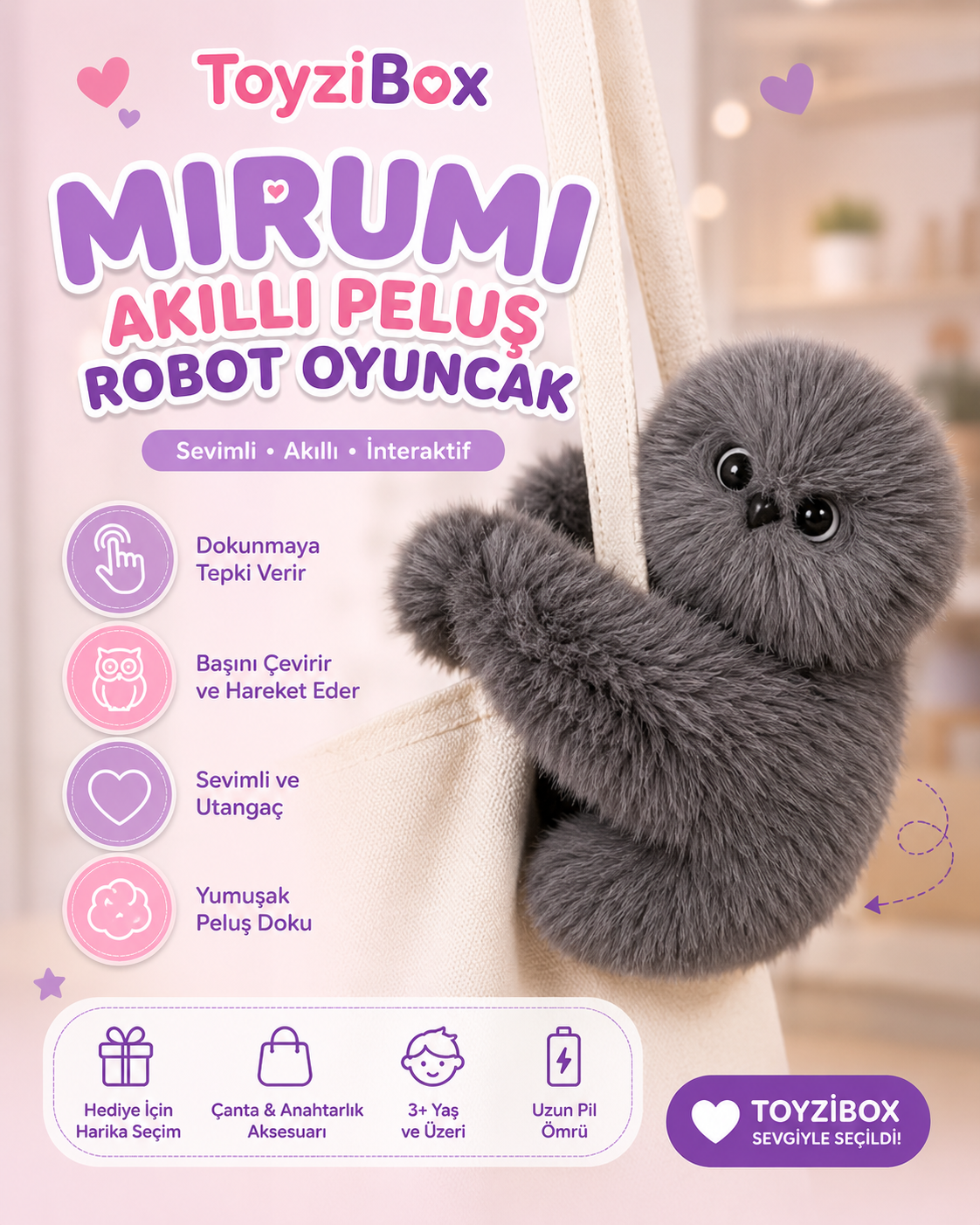 Mirumi Akıllı Peluş Robot Oyuncak | İnteraktif Baykuş Oyuncak