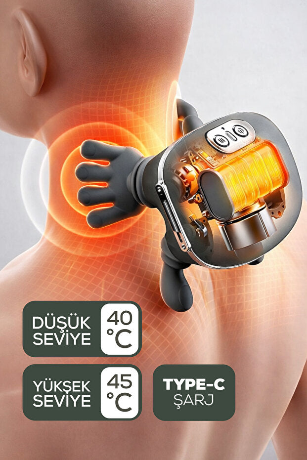 Isıtmalı Parmak Etkili Masaj Aleti – Şarjlı & Taşınabilir Boyun, Sırt, Omuz ve Bacak Masaj Cihazı