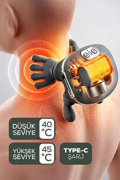 Isıtmalı Parmak Etkili Masaj Aleti – Şarjlı & Taşınabilir Boyun, Sırt, Omuz ve Bacak Masaj Cihazı