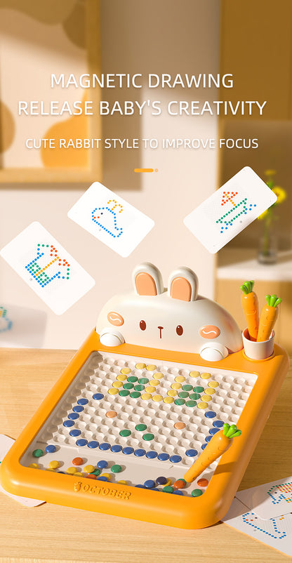 🐰🧲 Manyetik Kodlama Oyuncağı – Çizim Tahtasında Boncuk Havuç Kalem Montessori Erken Eğitim Tableti (Tavşan Model)