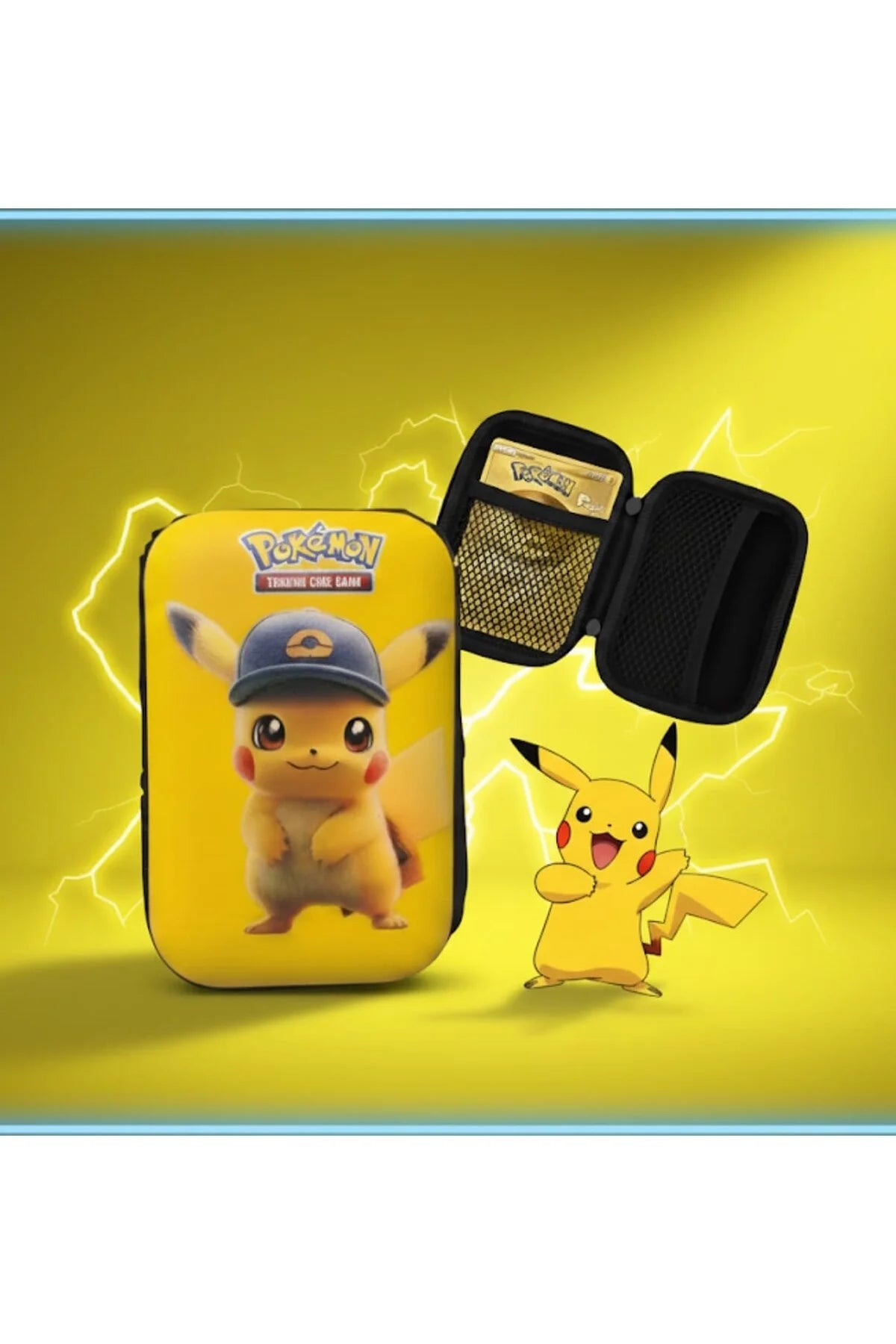 Çantalı Pokemon Kart Seti 30 Adet Flex Kırılmaz Altın Pokemon Kart