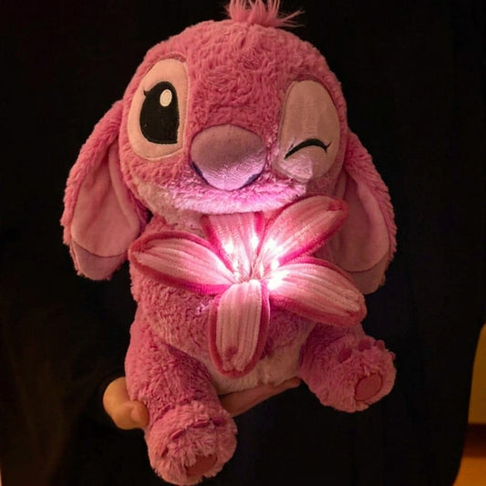 Lilyumlu Mavi Çiçekli Göz Kırpan Stitch Peluş