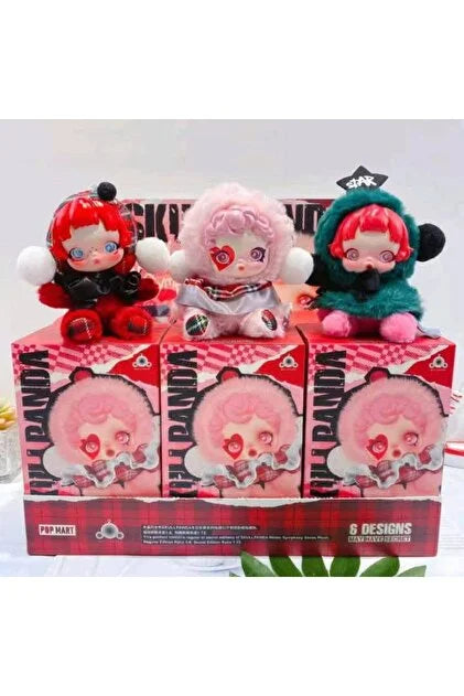 Skull Panda Peluş Anahtarlık Kırmızı Sürpriz Kutu Çanta Süsü Charm Skullpanda