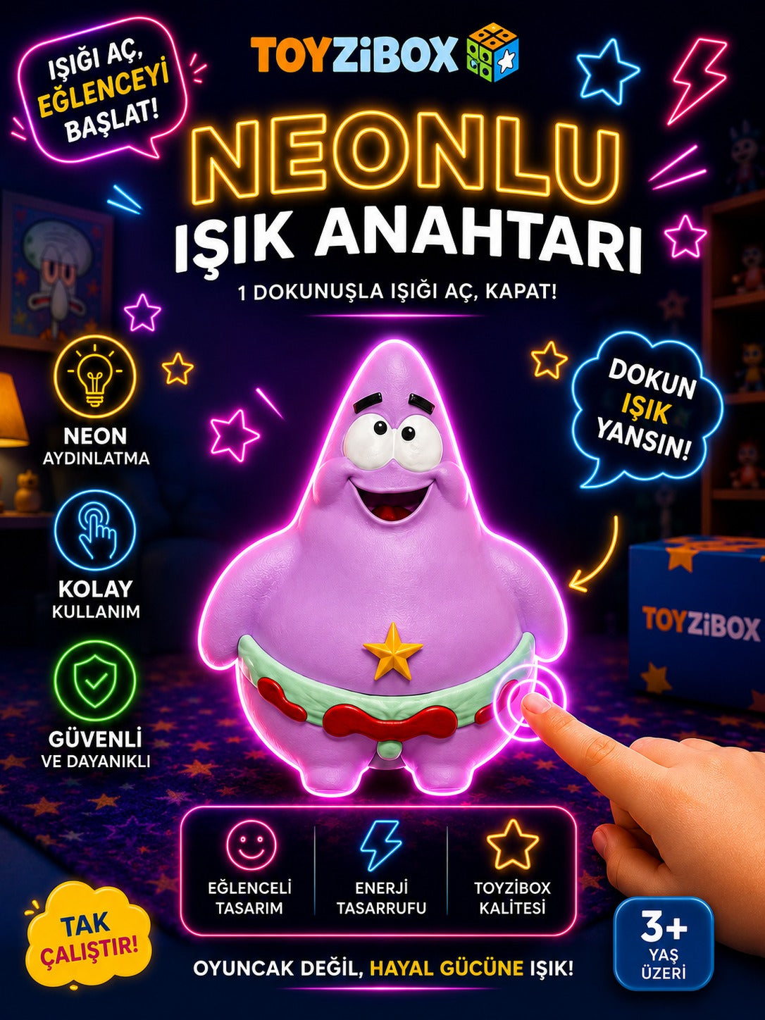 3D Patrick Figürlü Işık Anahtarı