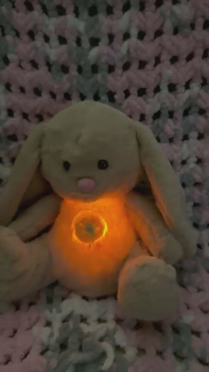 Nefes Alan Tavşan Peluş Oyuncak Işıklı Müzikli Uyku Arkadaşı Rahatlatıcı Peluş