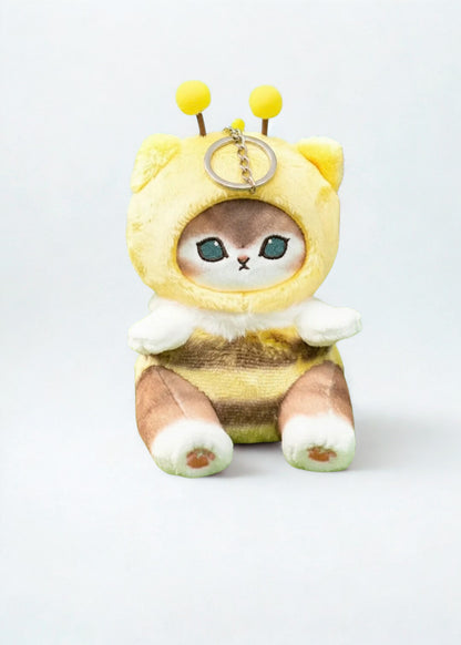 Mofusand Siyah Arı Kedi Peluş Anahtarlık 12 cm Çanta Süsü Charm Peluş Oyuncak