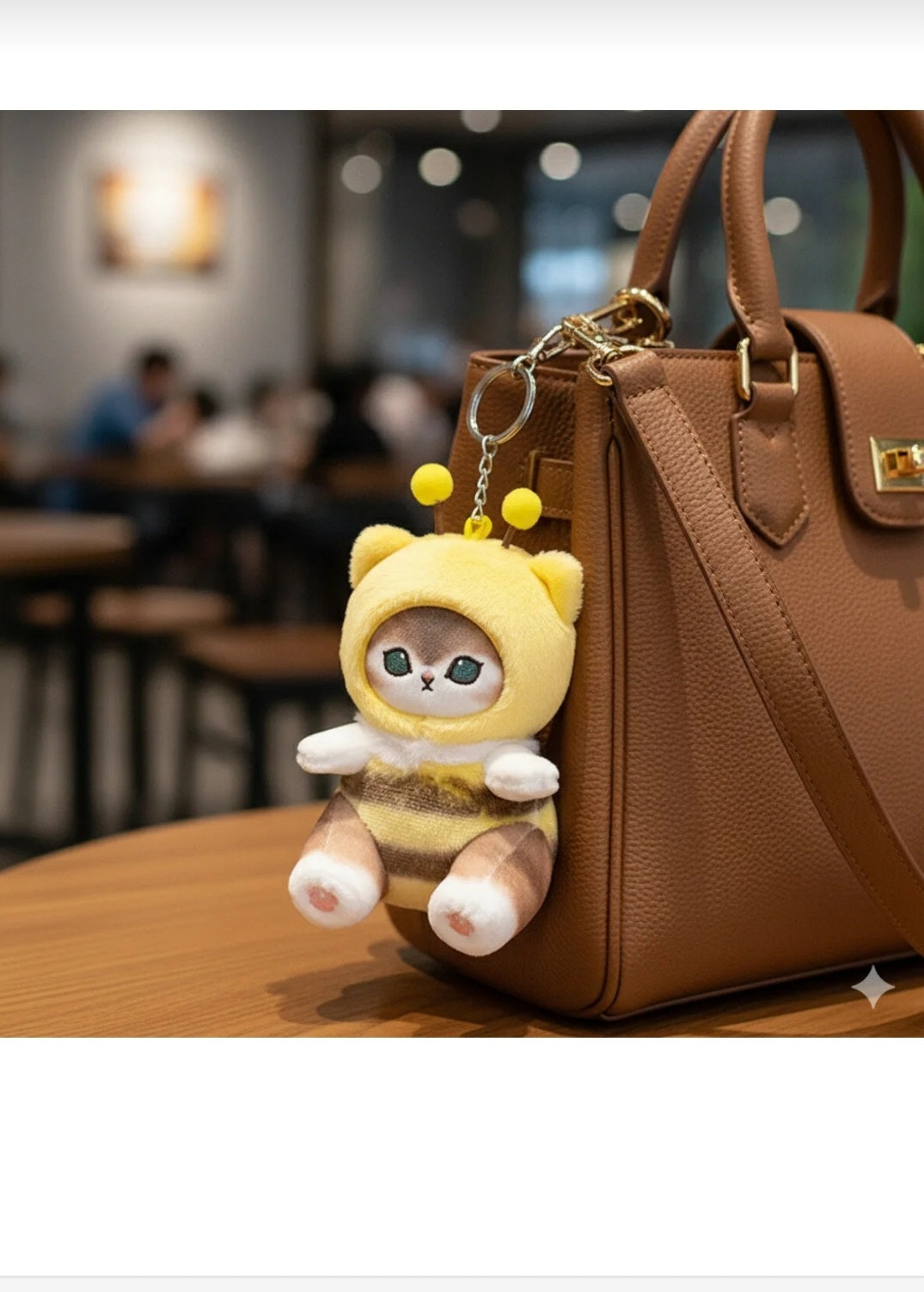 Mofusand Siyah Arı Kedi Peluş Anahtarlık 12 cm Çanta Süsü Charm Peluş Oyuncak