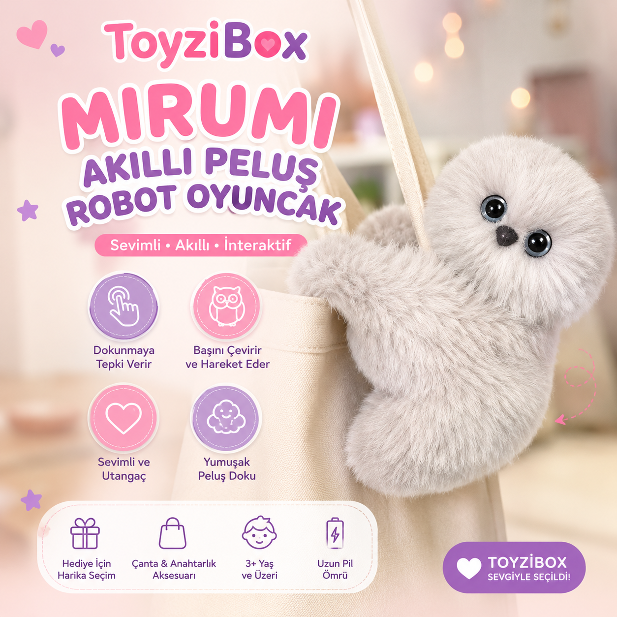 Mirumi Akıllı Peluş Robot Oyuncak | İnteraktif Baykuş Oyuncak