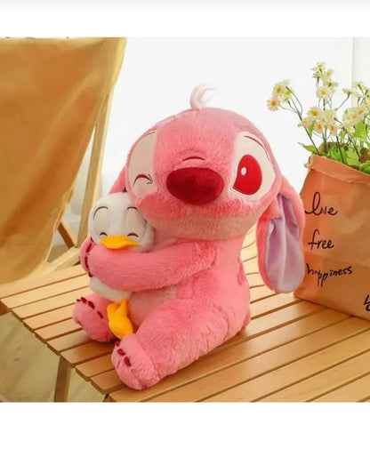 Angel Stitch Peluş Oyuncak Pembe Ördekli Lilo Stitch Peluş Oyuncak