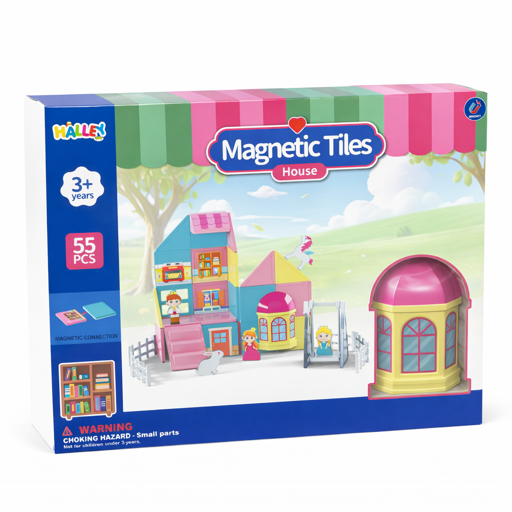 Magnetic Tiles House 84 Parça Manyetik Yapı Oyuncak Seti – Eğitici Manyetik Bloklar 3+ Yaş