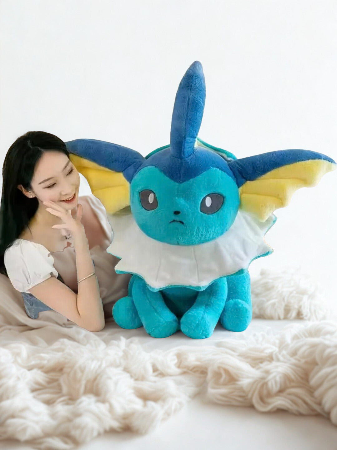 Eevee Evrimi Vaporeon Peluş Oyuncak 45 cm Büyük Boy Pokemon Peluş Oyuncak