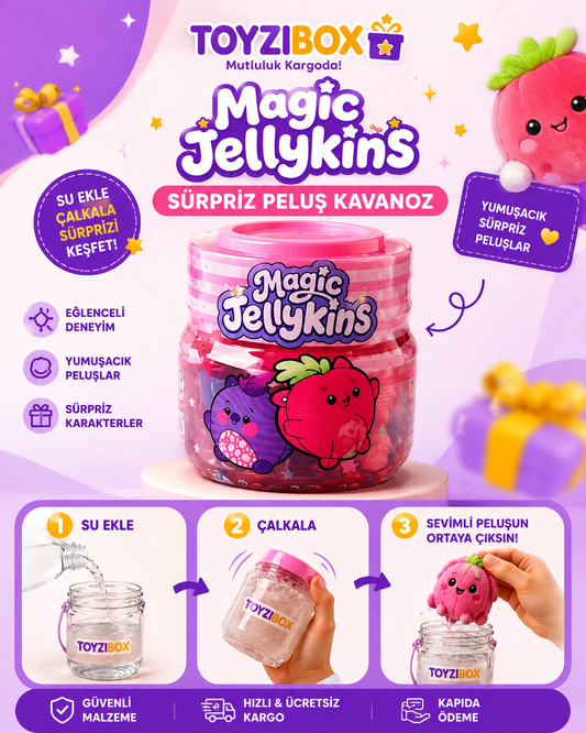 Magic Jellykins Sürpriz Peluş Kavanoz – Su Ekle, Çalkala ve Sürprizi Keşfet! 🎁