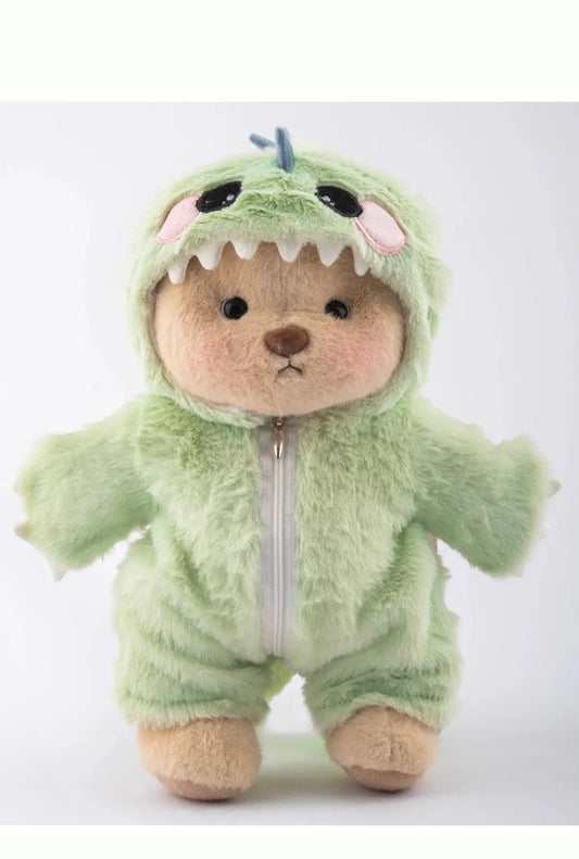 Dinozor Kostümlü Teddy Peluş Ayı 40cm  – Kıyafeti Çıkarılabilir Sevimli Peluş Oyuncak