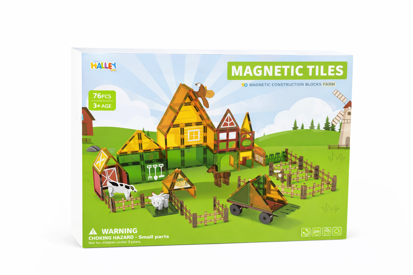 Magnetic Tiles Farm Set 76 Parça Manyetik Yapı Oyuncak Seti – Çiftlik Temalı Eğitici Manyetik Bloklar 3+ Yaş