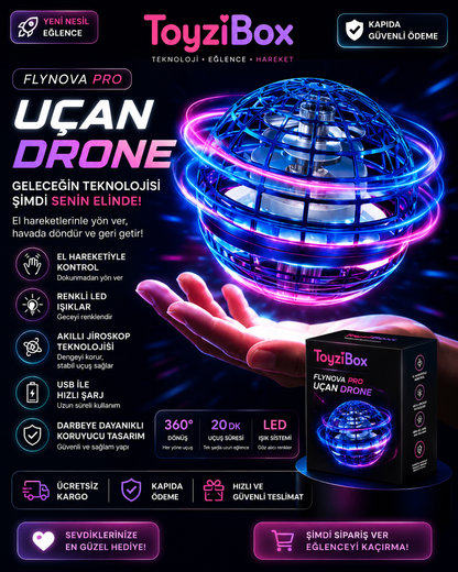 FlyNova Pro El Kontrollü Uçan Drone LED Işıklı Akıllı Spinner / Toyzibox