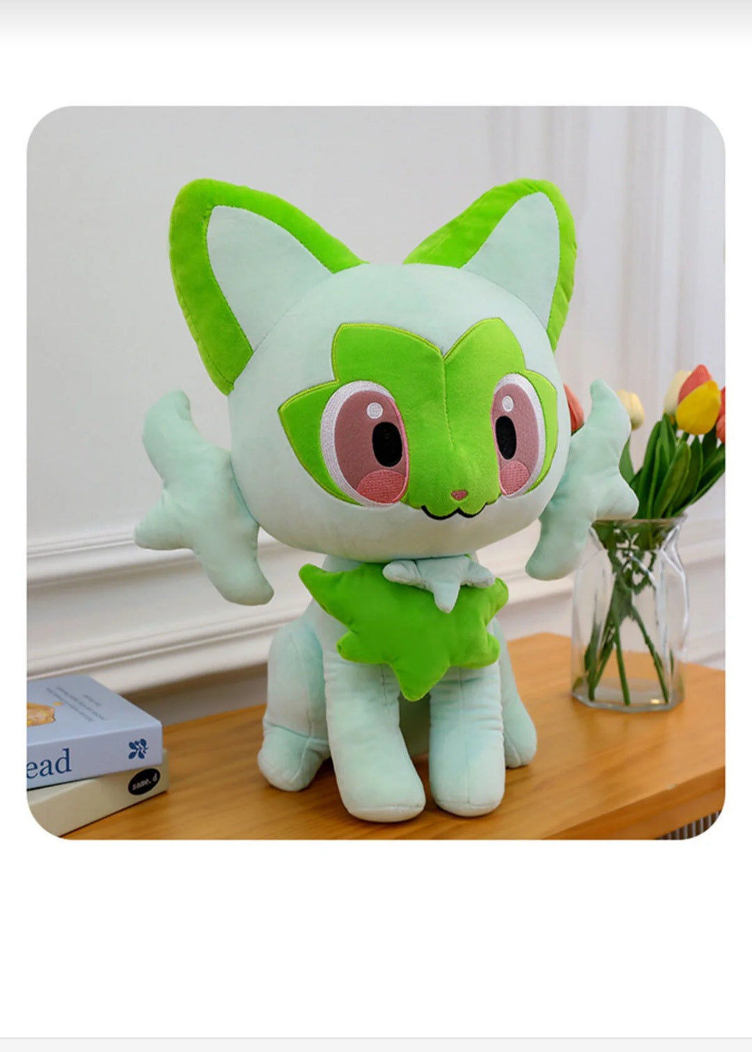 Sprigatito Pokemon Peluş Oyuncak 45 cm Büyük Boy Sevimli Anime Kedi Peluş Uyku Arkadaşı